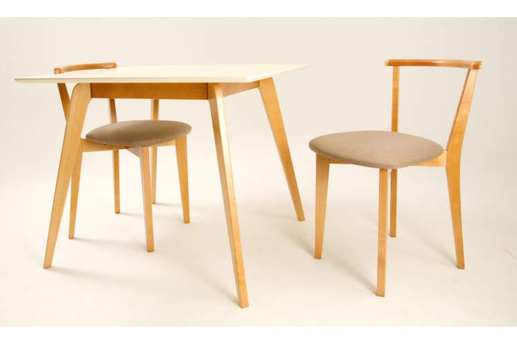 Стол Arki М 100 натур/слоновая кость со стульями Франк ПМ натур/бежевая рогожка-1