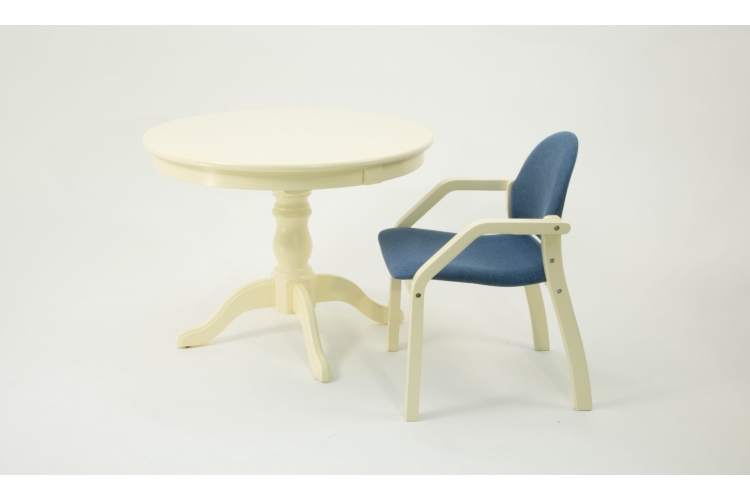 Обеденная группа Брамос К 100 слоновая кость со стульями Джуно слоновая кость синий-1