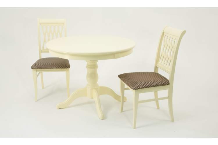 Обеденная группа Брамос К 100 слоновая кость со стульями Рич слоновая кость ромб коричневый-1