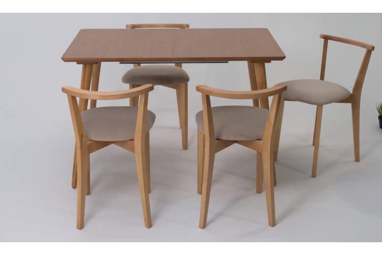 Стол Монте 120 натур со стульями Франк натур велюр бежевый-3