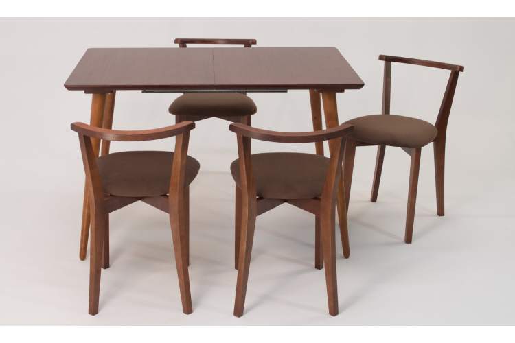 Стол Монте 120 орех со стульями Франк Орех велюр коричневый-1