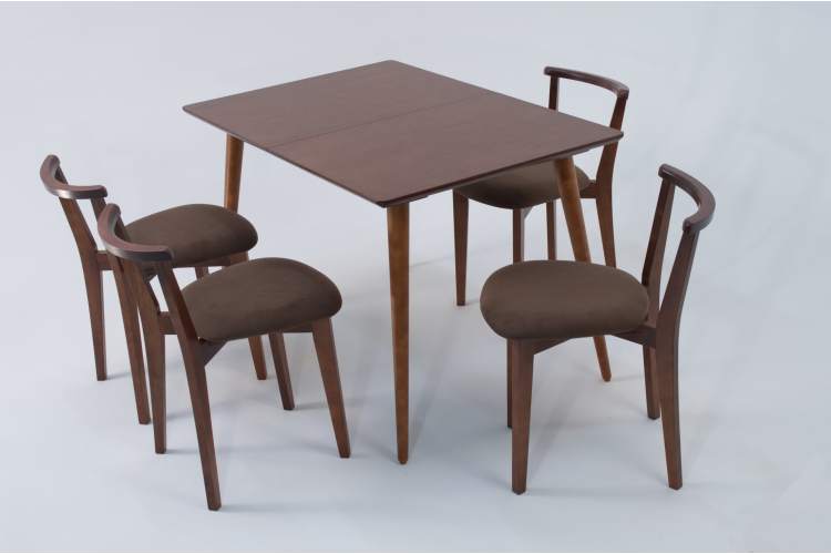 Стол Монте 120 орех со стульями Франк Орех велюр коричневый-2