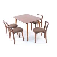Стол Монте 120 орех со стульями Франк Орех велюр коричневый