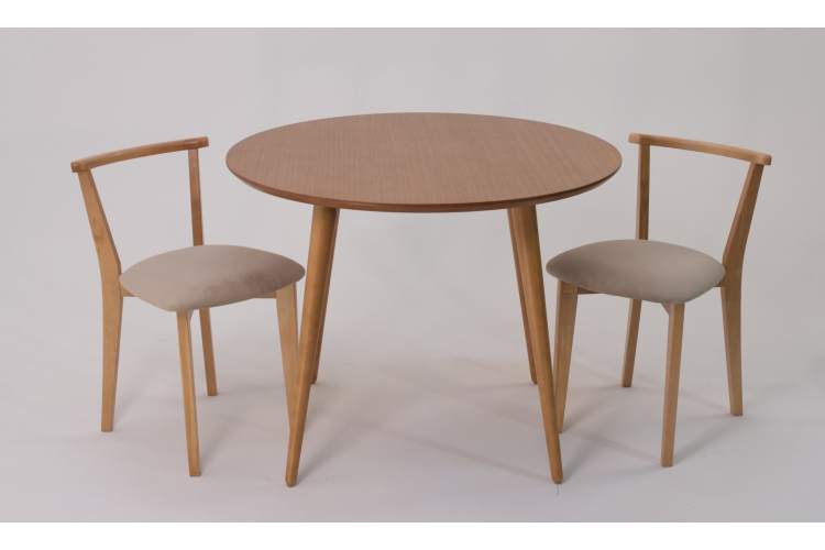 Стол Монте К 100 натур со стульями Франк натур велюр бежевый-1