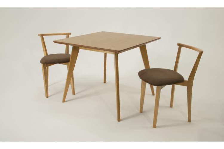 Стол Сканди М 100 натур со стульями Франк натур велюр коричневый-1