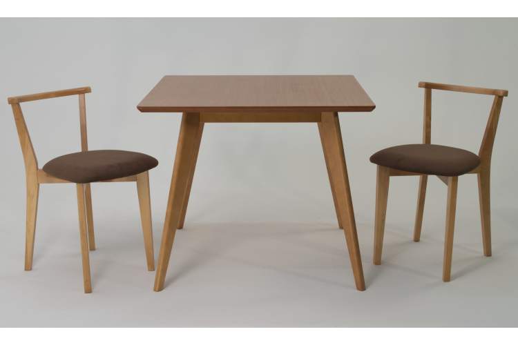 Стол Сканди М 100 натур со стульями Франк натур велюр коричневый-2