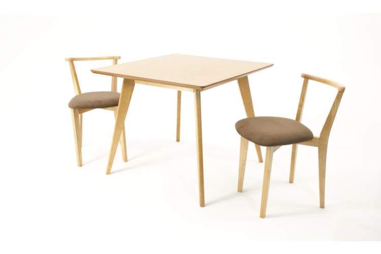 Стол Сканди М 100 натур со стульями Франк натур велюр коричневый