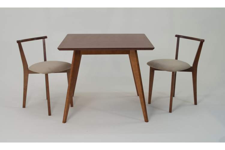 Стол Сканди М 100 орех со стульями Франк орех велюр бежевый-2