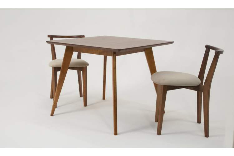 Стол Сканди М 100 орех со стульями Франк орех велюр бежевый-1
