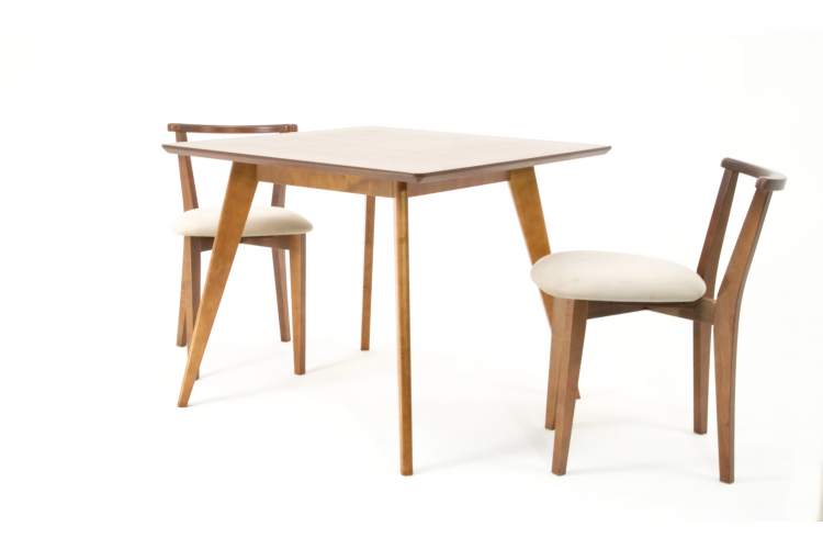 Стол Сканди М 100 орех со стульями Франк орех велюр бежевый