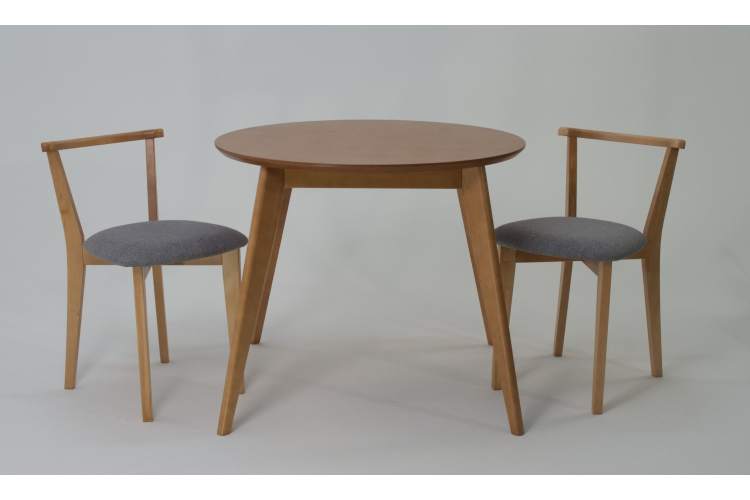 Стол Сканди К 100 натур со стульями Франк натур рогожка серый-2