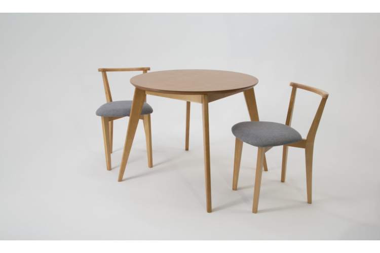 Стол Сканди К 100 натур со стульями Франк натур рогожка серый-1