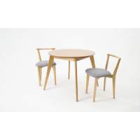 Стол Сканди К 100 натур со стульями Франк натур рогожка серый