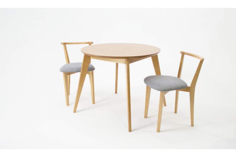 Стол Сканди К 100 натур со стульями Франк натур рогожка серый