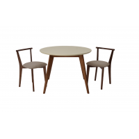 Стол Сканди К 100 орех/слоновая кость со стульями Франк орех велюр бежевый