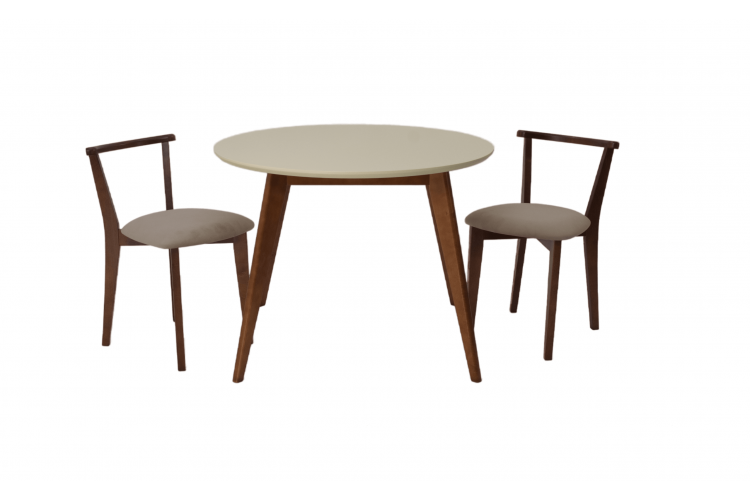 Стол Сканди К 100 орех/слоновая кость со стульями Франк орех велюр бежевый