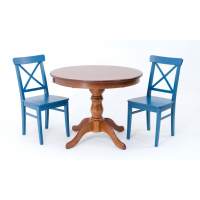 Обеденная группа Брамос К 100 орех со стульями Ингольф синий