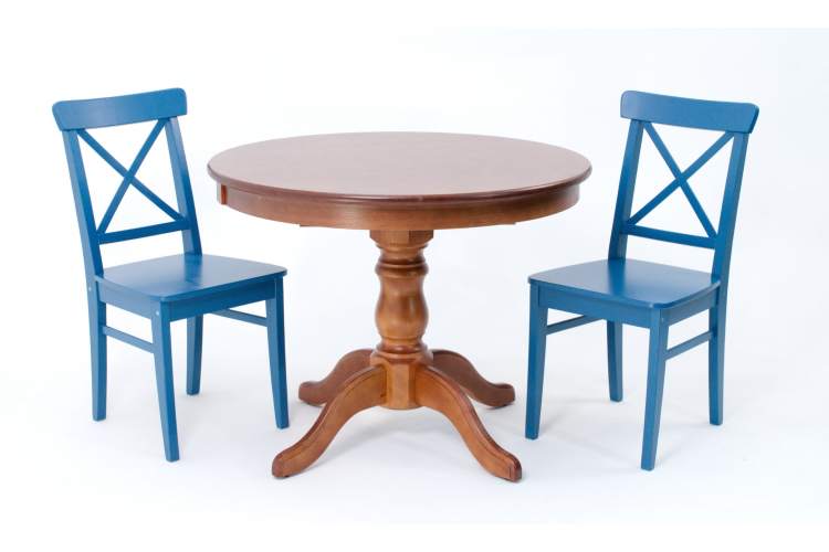 Обеденная группа Брамос К 100 орех со стульями Ингольф синий