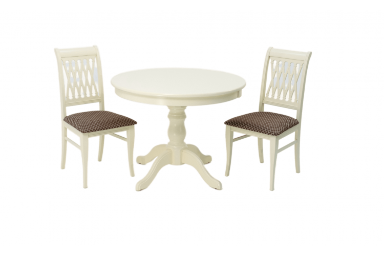 Обеденная группа Брамос К 100 слоновая кость со стульями Рич слоновая кость ромб коричневый