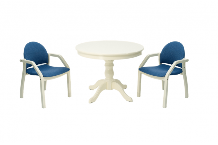 Обеденная группа Брамос К 100 слоновая кость со стульями Джуно слоновая кость синий