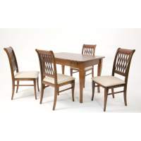 Обеденная группа Моцарт 120 со стульями Рич/ ромб бежевый, Орех