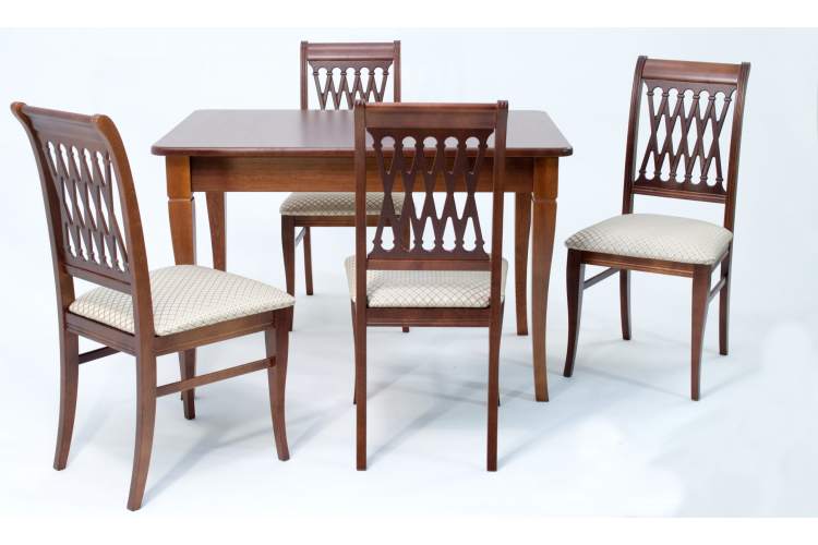 Обеденная группа Моцарт 120 со стульями Рич/ ромб бежевый, Орех-3