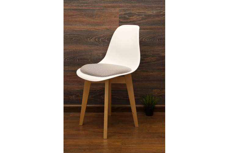 Стул Сашш натур /белый, серая гусиная лапка-1