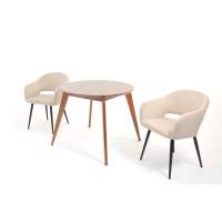 Стол Сканди К 100 орех с креслами Пичч велюр бежевый