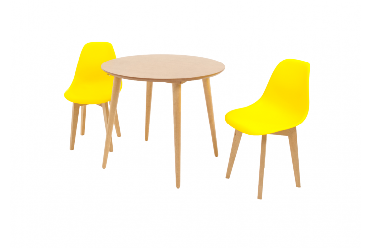 Стол Монте К 100 натур со стульями Сашш натур жёлтый