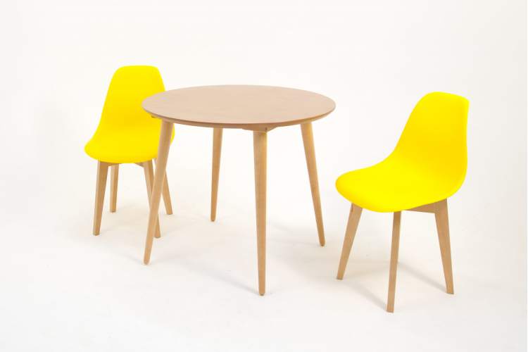 Стол Монте К 100 натур со стульями Сашш натур жёлтый-2