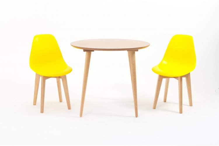 Стол Монте К 100 натур со стульями Сашш натур жёлтый-1