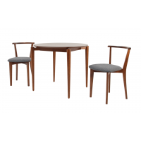 Стол Pawook К 90 орех со стульями Франк ПМ орех/графит рогожка