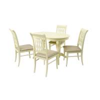 Обеденная группа стол Бизе со стульями Рич,слоновая кость, ромб бежевый