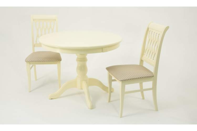 Обеденная группа Брамос К 100 слоновая кость со стульями Рич слоновая кость ромб бежевый-1