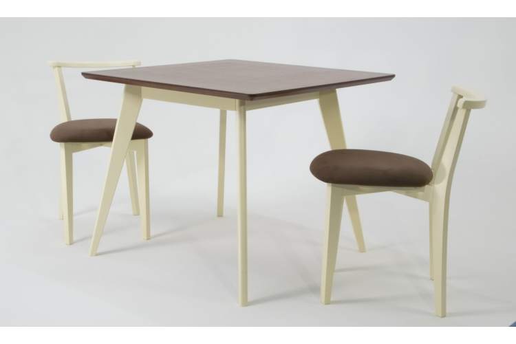 Стол обеденный Сканди М90, слоновая кость/орех-3