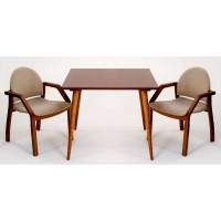 Стол Монте М 100 орех со стульями Джуно орех велюр бежевый