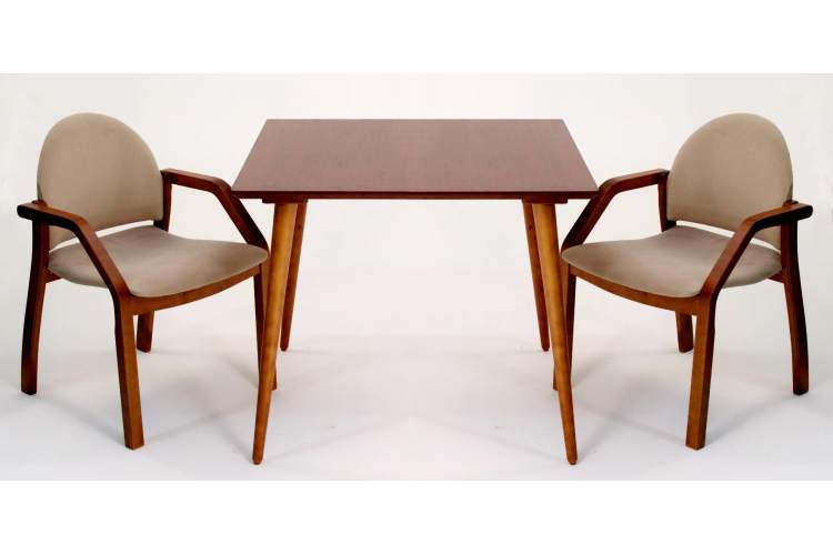 Стол Монте М 100 орех со стульями Джуно орех велюр бежевый