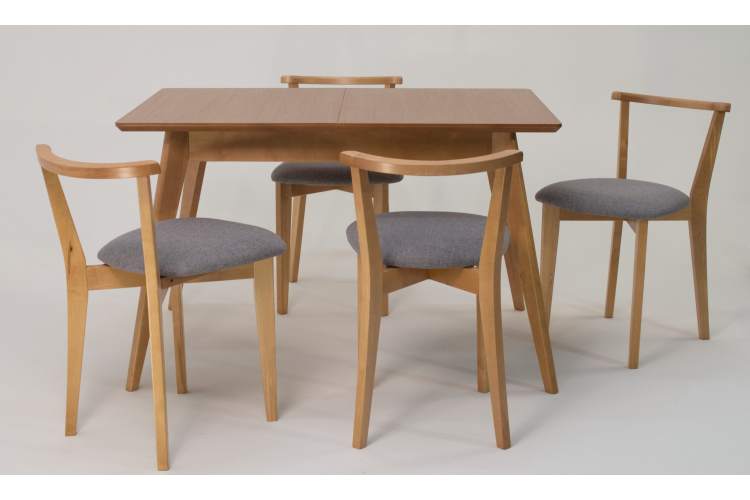 Стол Сканди 120 натур со стульями Франк натур рогожка серый-1