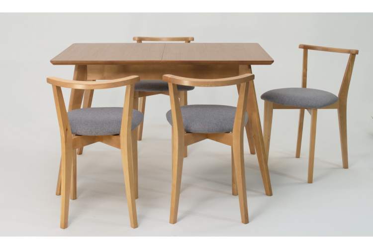 Стол Сканди 120 натур со стульями Франк натур рогожка серый-3