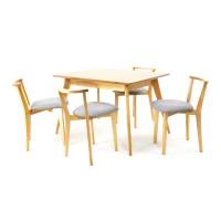 Стол Сканди 120 натур со стульями Франк натур рогожка серый