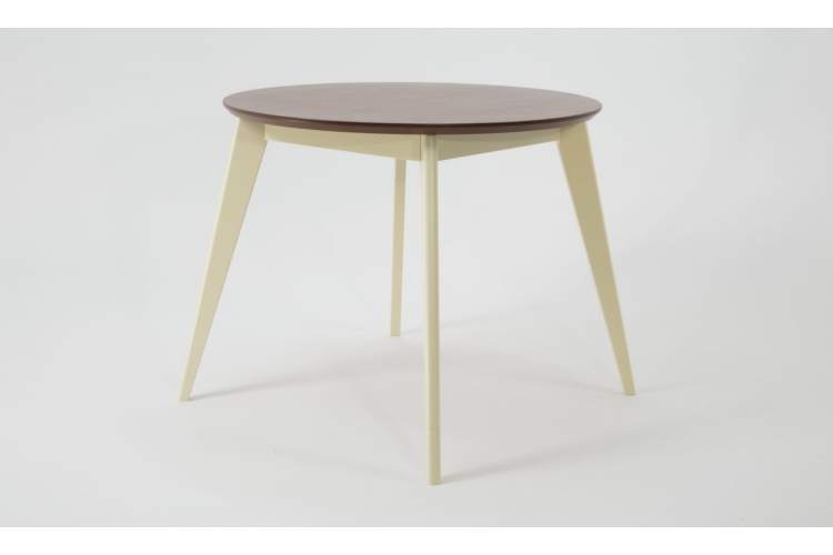 Стол Сканди К 90 слоновая кость/орех со стульями Франк орех велюр коричневый-3