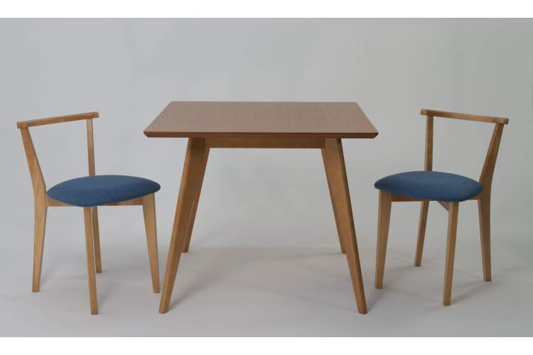 Стол Сканди М 100 натур со стульями Франк натур рогожка синий-2