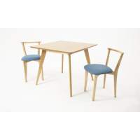 Стол Сканди М 100 натур со стульями Франк натур рогожка синий