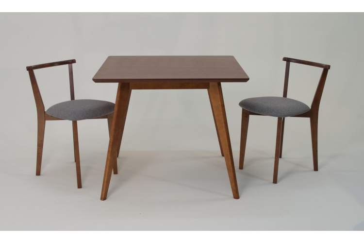 Стол Сканди М 100 орех со стульями Франк орех рогожка серый-2