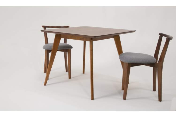 Стол Сканди М 100 орех со стульями Франк орех рогожка серый-1