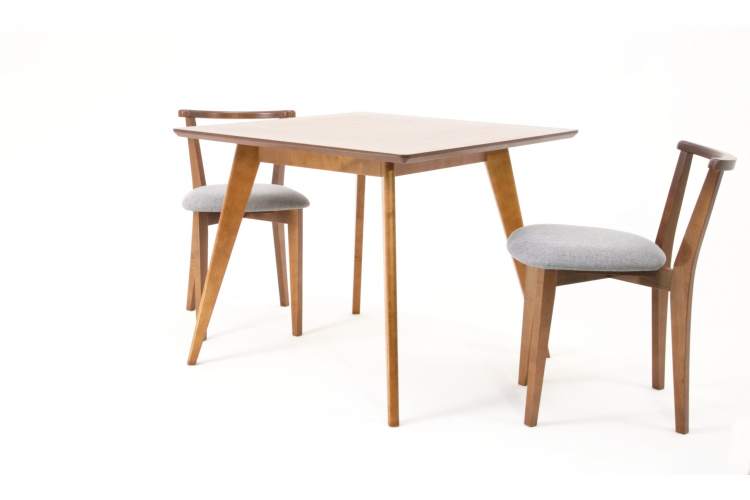 Стол Сканди М 100 орех со стульями Франк орех рогожка серый