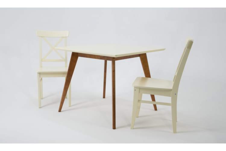 Стол Сканди М 100 орех/слоновая кость со стульями Ингольф слоновая кость-1