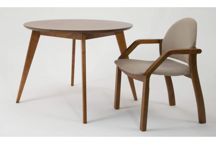Стол Сканди К 100 орех со стульями Джуно орех велюр бежевый-1