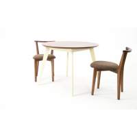 Стол Сканди К 90 слоновая кость/орех со стульями Франк орех велюр коричневый