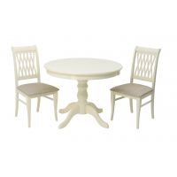 Обеденная группа Брамос К 100 слоновая кость со стульями Рич слоновая кость ромб бежевый